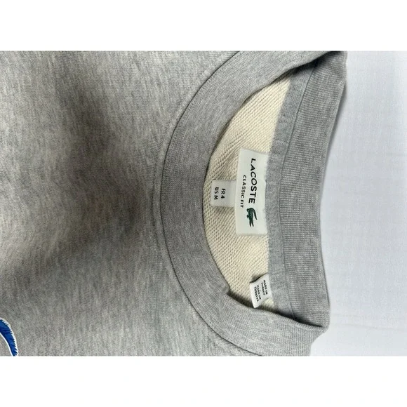 Lacoste Men Sweatshirt Grey Crewneck 100% Cotton Art SH3581-51 Size Medium-New - Picture 5 of 9